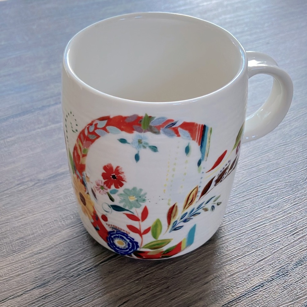 Anthropologie C initial floral mug